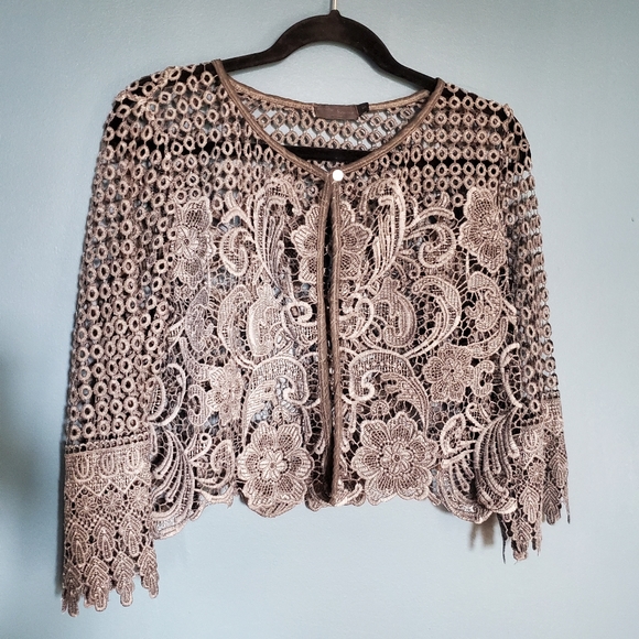 Source Unknown Tops - VINTAGE Grey Lace Cover Up